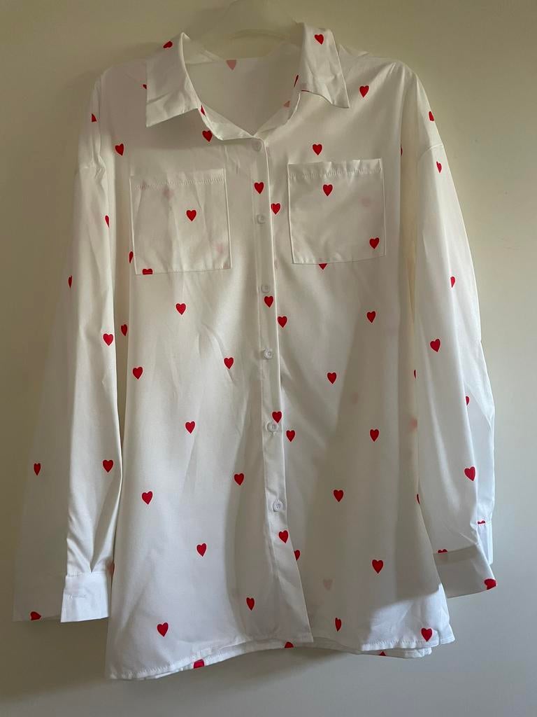 Blouse hartjes m, Verzenden, Nieuw, Wit