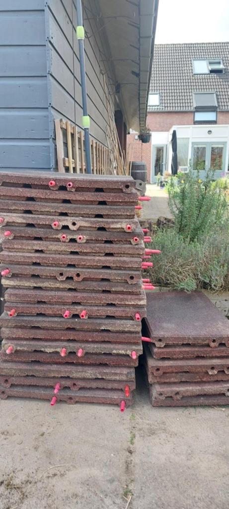 Rubberen terrastegels - Valdempend en duurzaam, Ophalen, Gebruikt, Rubber, 5 tot 10 m²