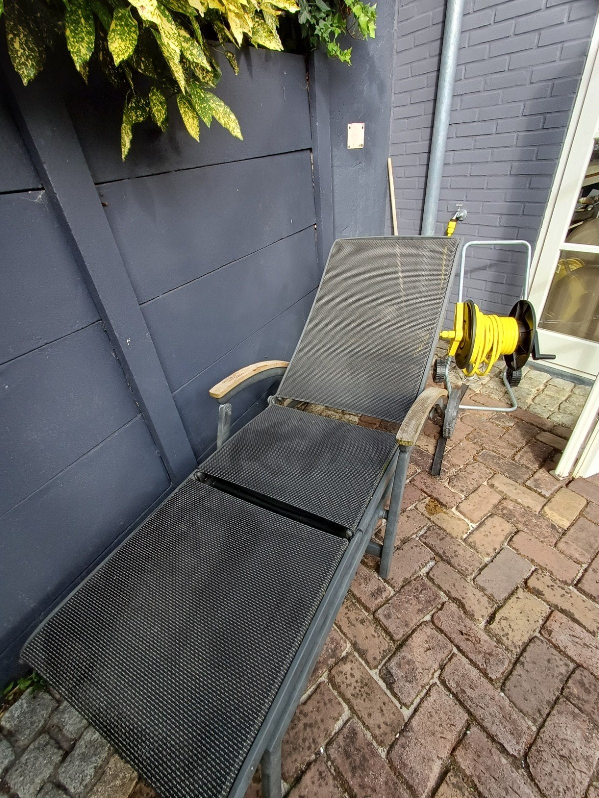 Hartman verstelbare ligstoel aluminium/teak, Ophalen, Gebruikt, Aluminium, Verstelbaar