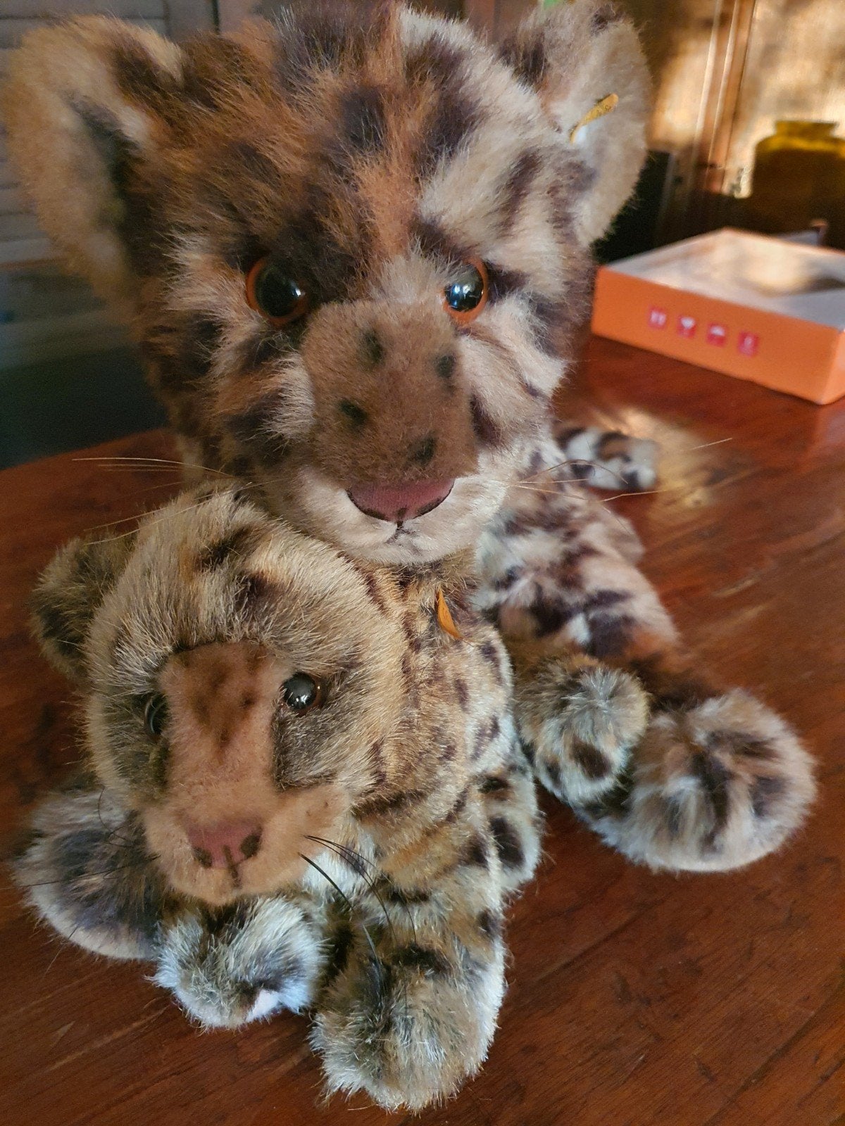 Steiff knopf im ohr mamma en baby luipaard, Ophalen of Verzenden, Stoffen beer, Steiff