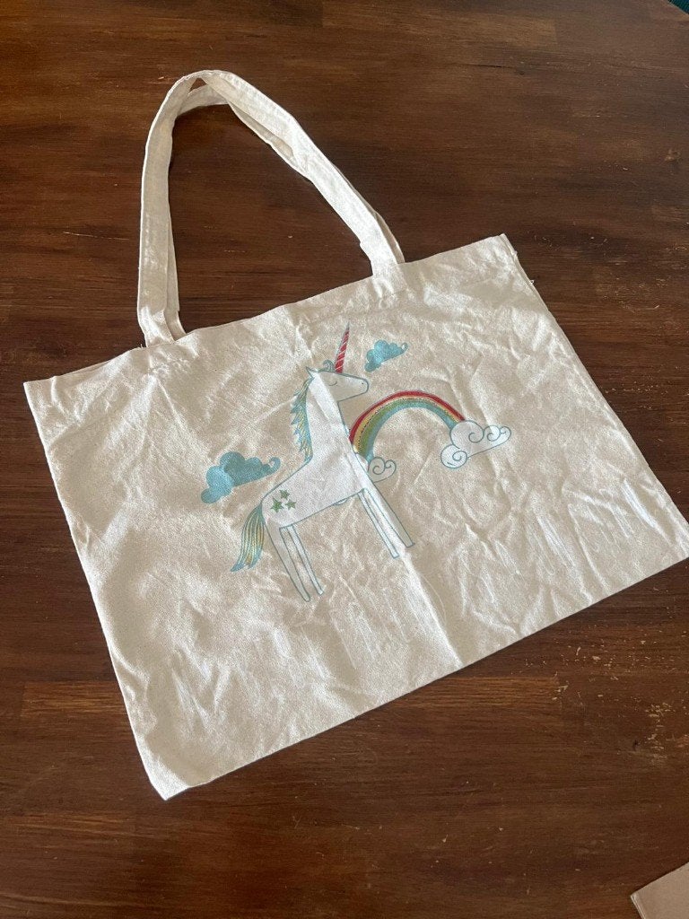 Stoffen tas eenhoorn (unicorn), Ophalen, Nieuw, Wit, Shopper