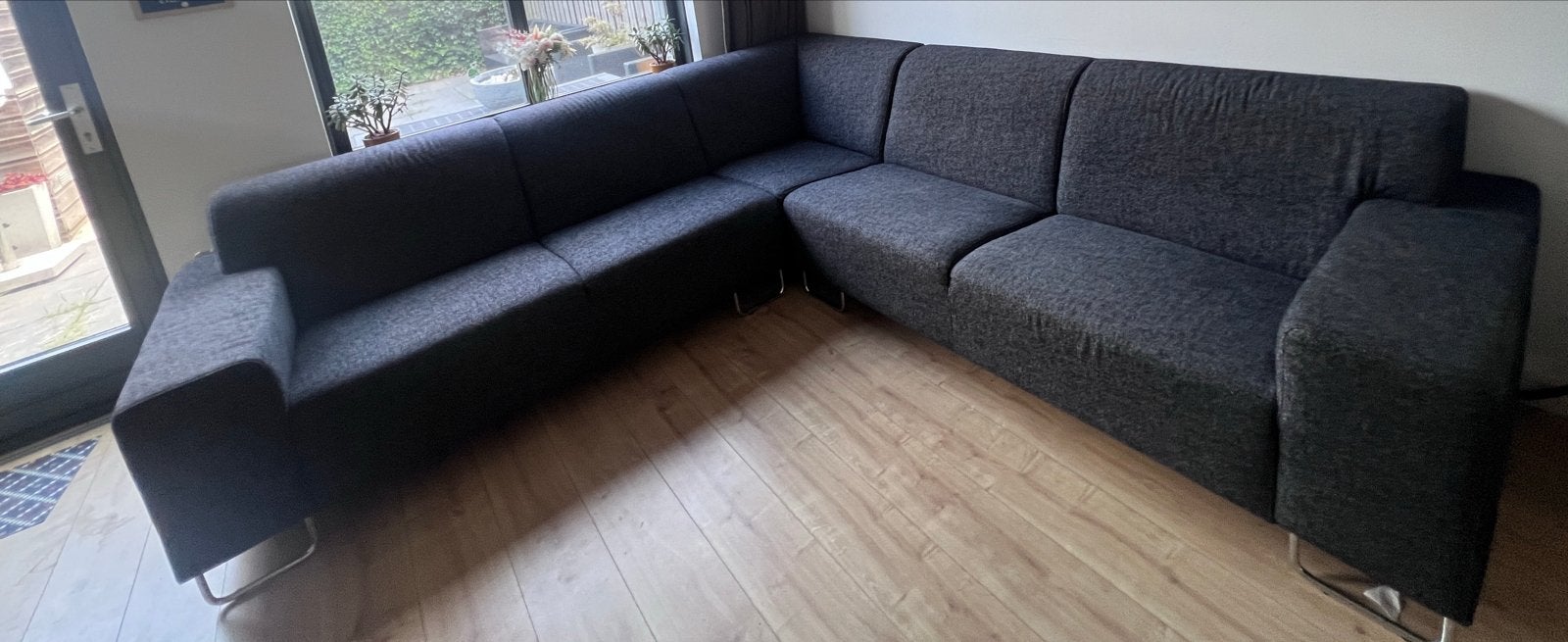 Woonexpress donkergrijze hoekbank - 272cm, Ophalen, 250 tot 300 cm, Hoekbank, 75 tot 100 cm