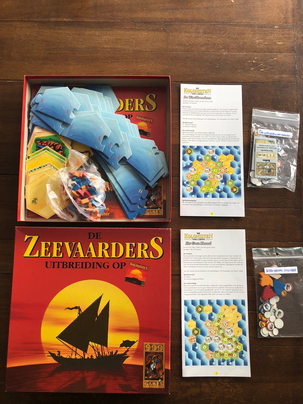 Catan Zeevaarders incl. Het Grote Kanaal en Wereldwonderen, Hobby en Vrije tijd, Gezelschapsspellen | Bordspellen, Ophalen of Verzenden