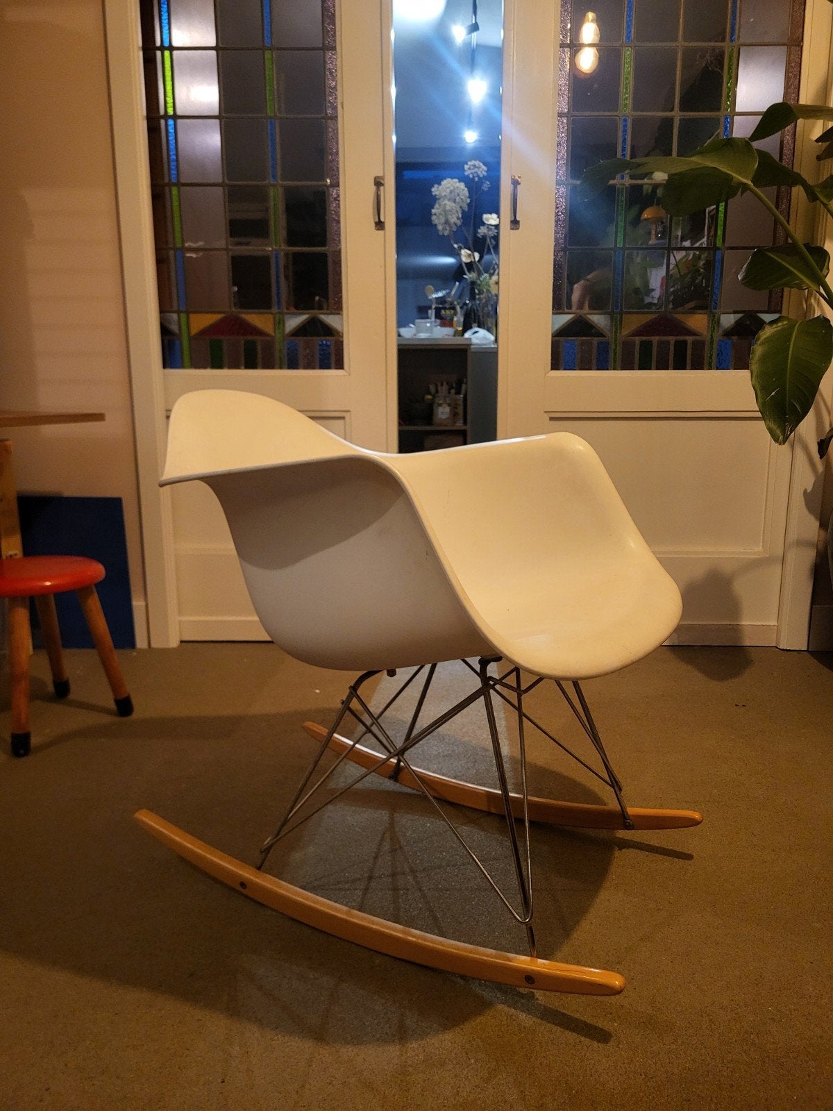 Vitra Eames look-a-like schommelstoel, Ophalen, Wit, Metaal, Eén