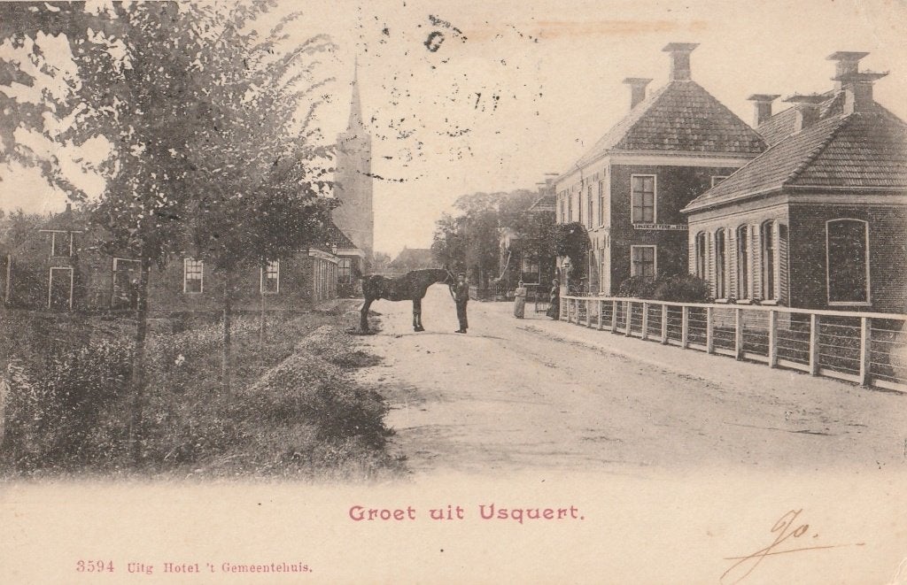 Usquert, Groet uit. Gemeente Het Hogeland., Verzenden, Voor 1920, Gelopen, Groningen