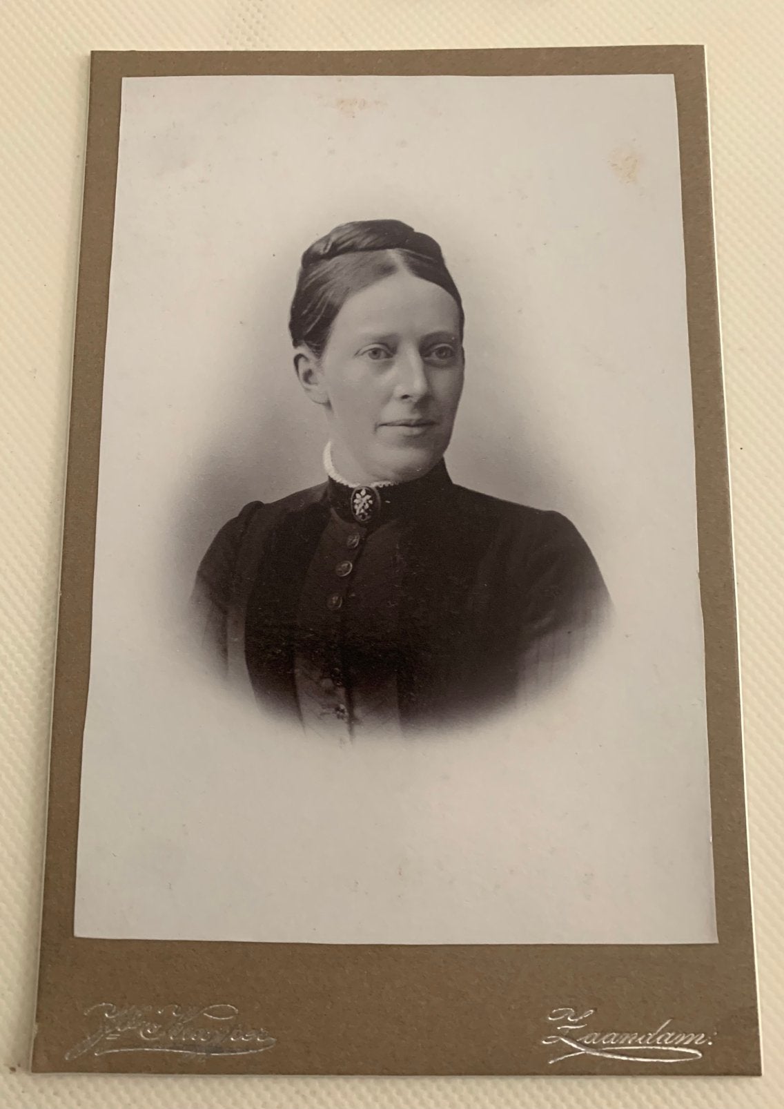 Kabinetfoto Cabinetfoto dame Zaandam J Kuyper Zaanstreek, Verzenden, Voor 1940, Zo goed als nieuw, Foto