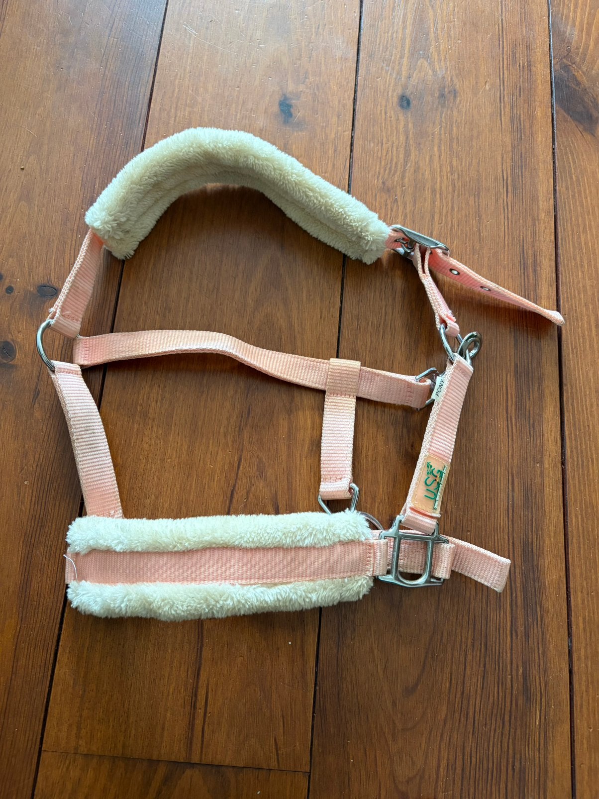 Pony halster roze met bont stukjes., Dieren en Toebehoren, Ophalen of Verzenden, Zo goed als nieuw