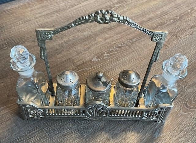 peper, zout azijn tafelset vintage, Antiek en Kunst, Antiek | Glas en Kristal, Ophalen of Verzenden