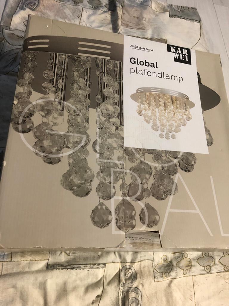 Nieuwe Karwei Global Plafondlamp met Kristallen, Ophalen of Verzenden, Nieuw, Metaal