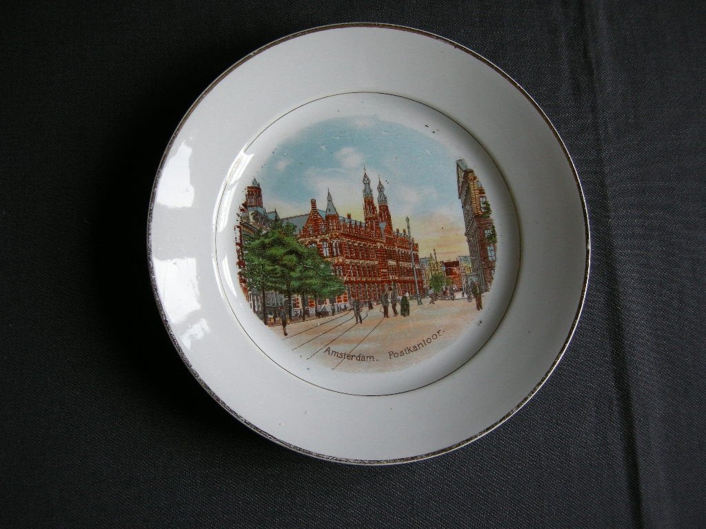 Societe Ceramique decor 1675 borden met steden, Antiek en Kunst, Ophalen of Verzenden