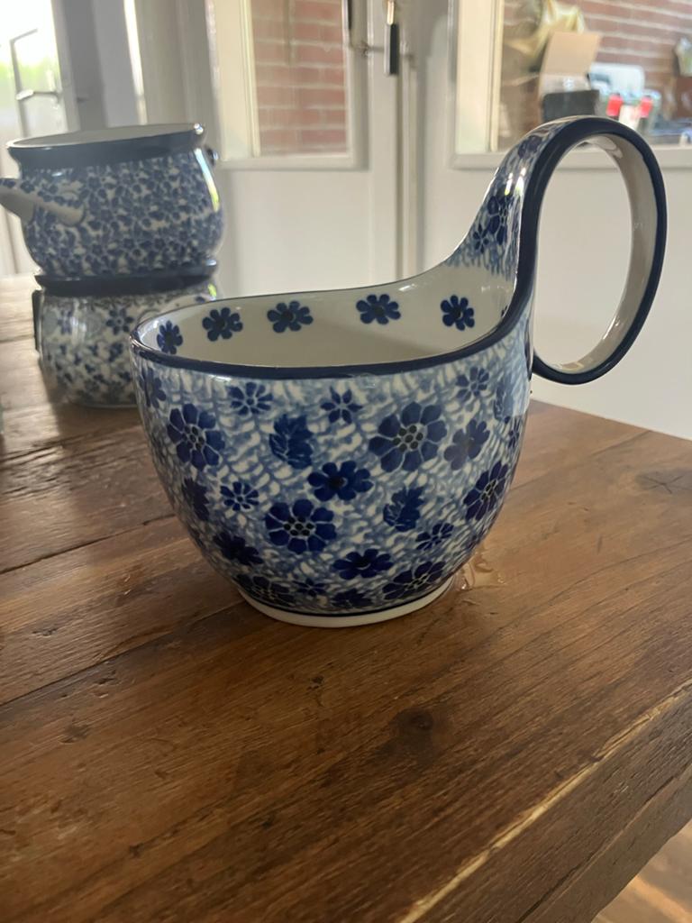 Set van 2 handgemaakte Poolse aardewerk water scoops, Ophalen of Verzenden