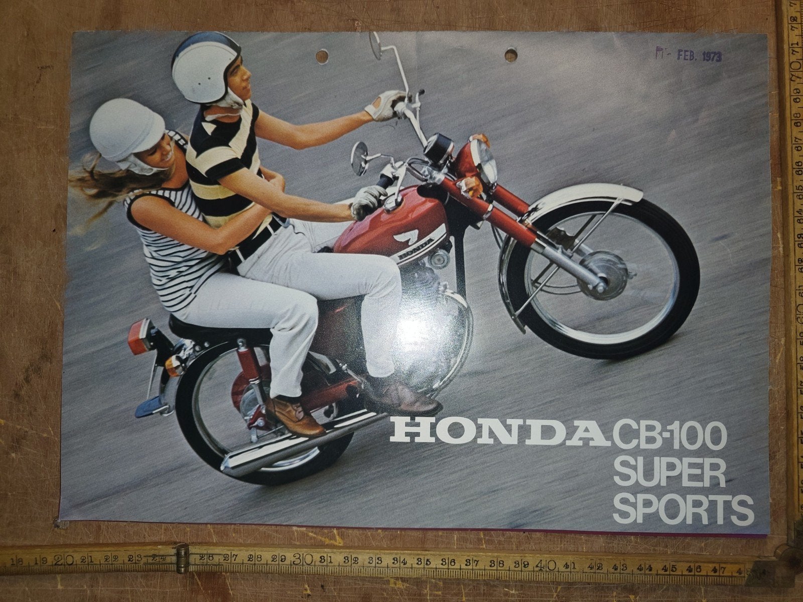 Brochure Honda CB-100 ss. 1973, Fietsen en Brommers, Ophalen of Verzenden, Gebruikt