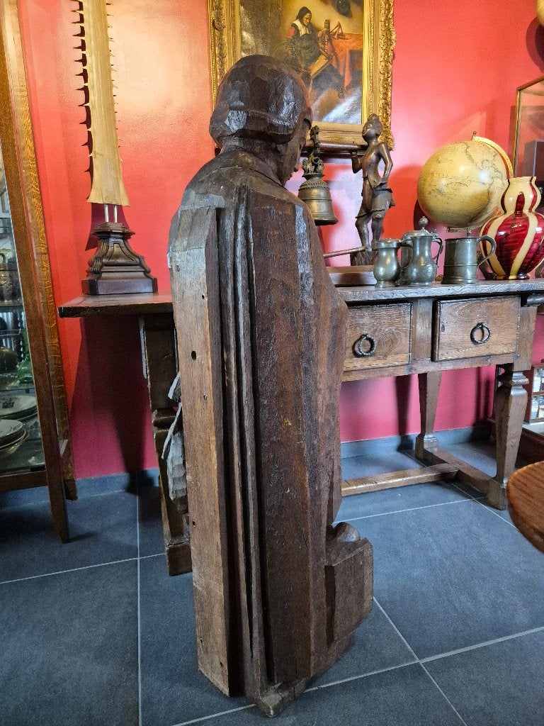Foto 7 van Antiek houten beeld, religieus christelijk