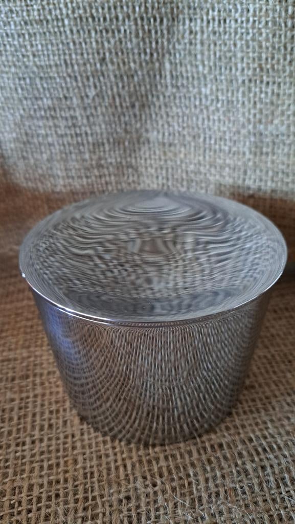 Wattenschijfjes potje met deksel chroom., Verzenden, Nieuw, Zilver, Handen en Nagels