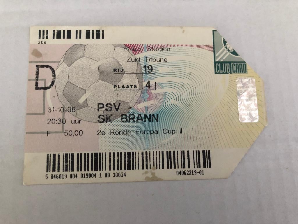 ⚽ Ticket Psv - Sk Brann EC2 1996-1997 ⚽, Ophalen of Verzenden, Zo goed als nieuw, PSV, Overige typen