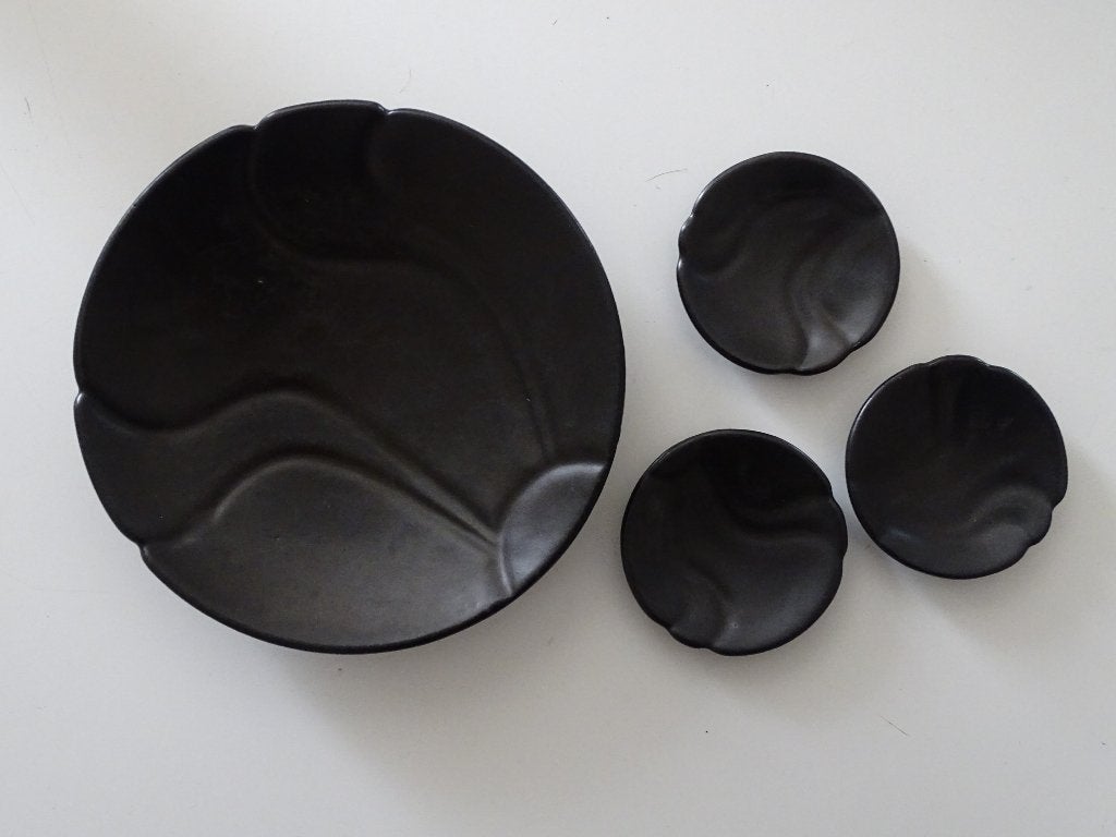 4 Vintage plateel Schaaltjes Zwart, Antiek en Kunst, Ophalen of Verzenden