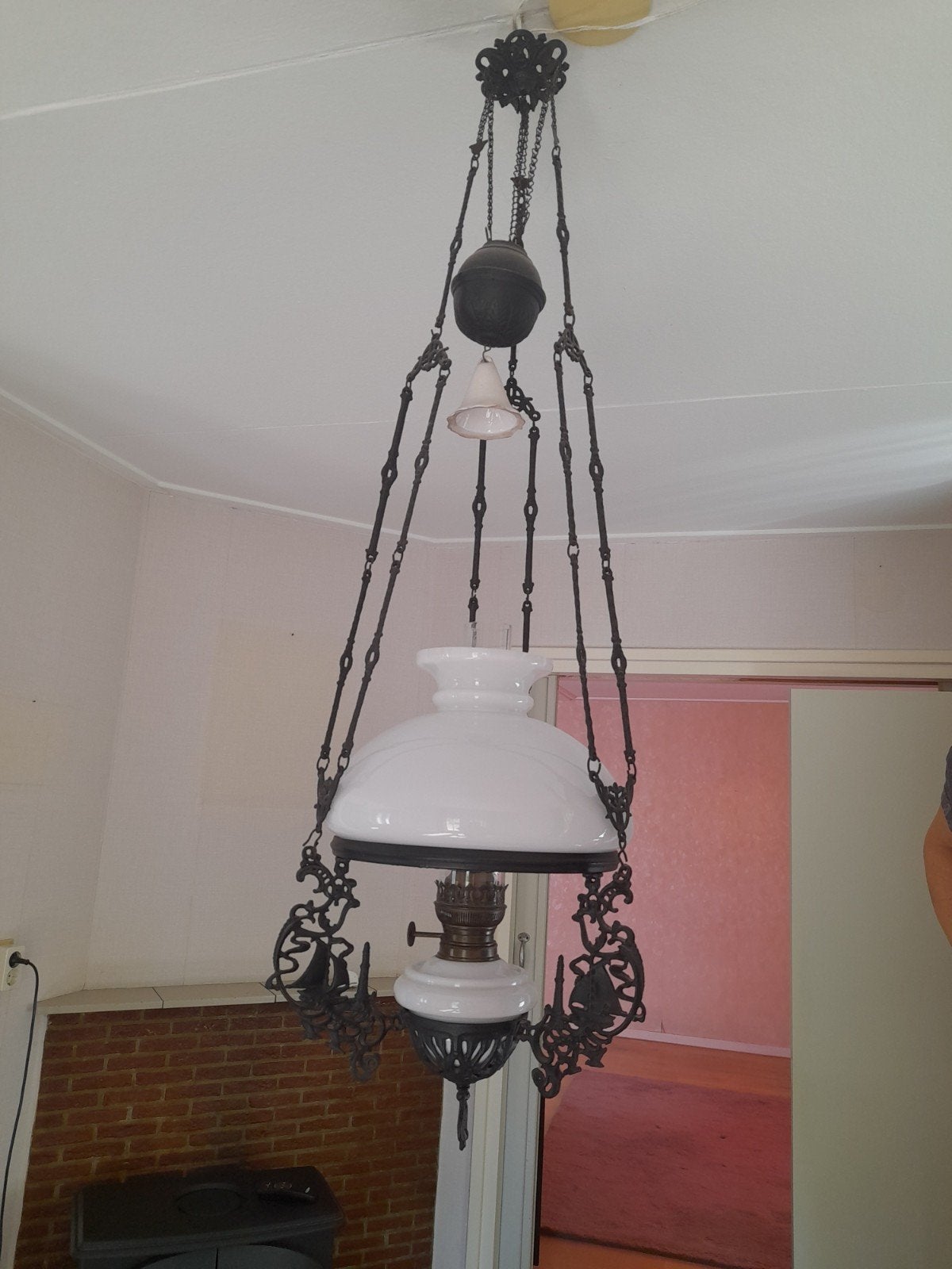 Antieke olielamp met maritieme details, Ophalen