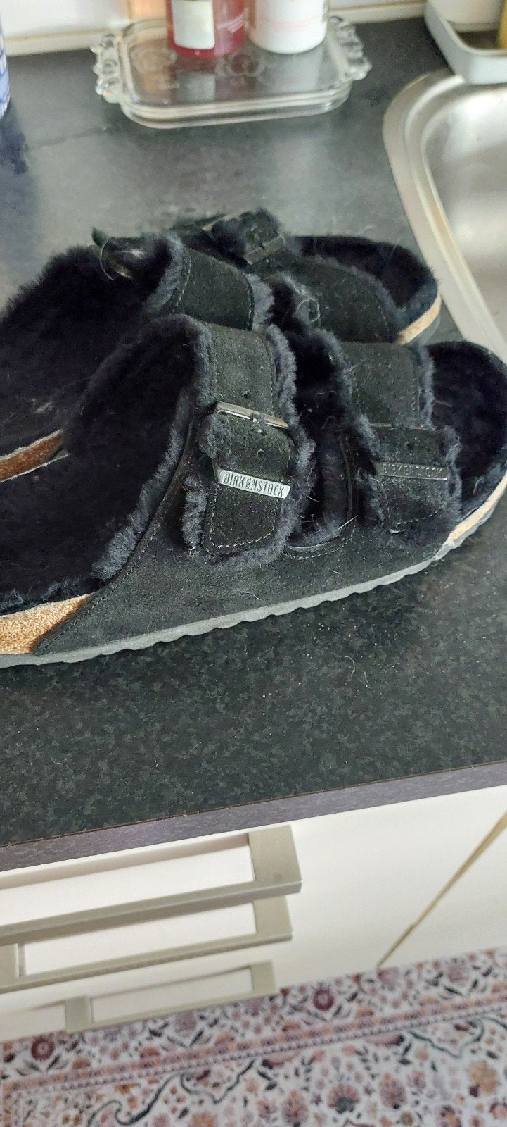 Birkenstock Arizona Shearling Sandalen Zwart Maat 43, Slippers, Zwart, Ophalen of Verzenden, Birkenstock