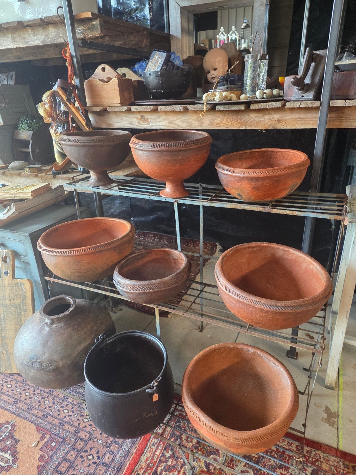 Brocante terracotta kruik /schaal, Ophalen, Rond, Minder dan 25 cm, Minder dan 40 cm