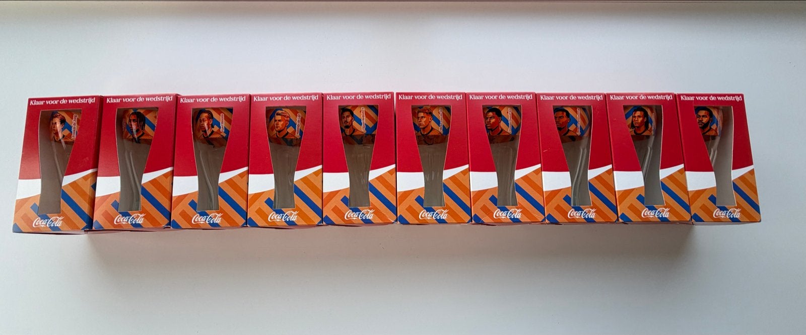 10 Coca-Cola WK Glazen met Oranje Spelers (Nieuw in Doos), Ophalen of Verzenden, Nieuw
