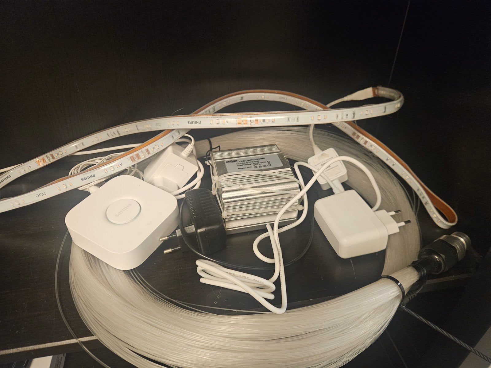 PHILIPS Hue Led strip 3m, bridge en fiber lamp, Gebruikt, Overige fittingen, Philips Hue, Dimbaar