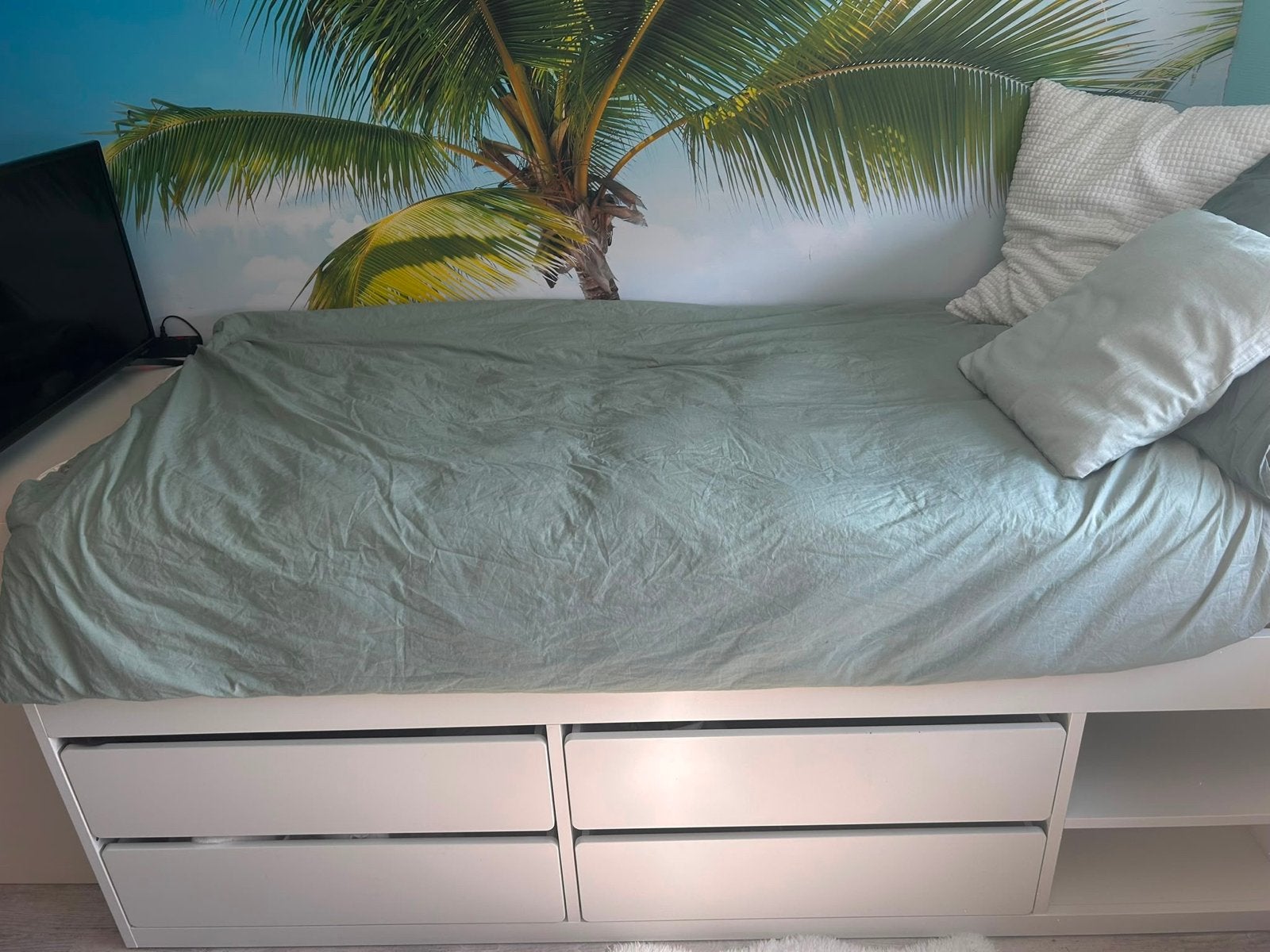 IKEA SLÄKT bed 90x200 met lattenbodem, zo goed als nieuw, Ophalen, 90 cm, Eenpersoons, Wit