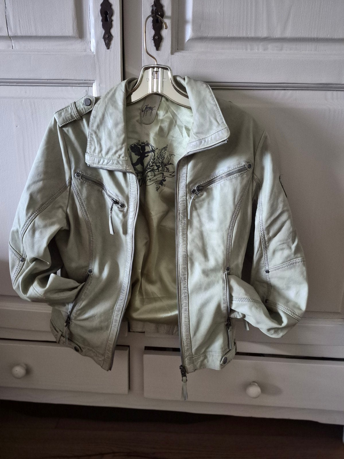 Heel licht groen leren jasje van Gipsy 38, Ophalen of Verzenden, Zo goed als nieuw, Groen, Gipsy
