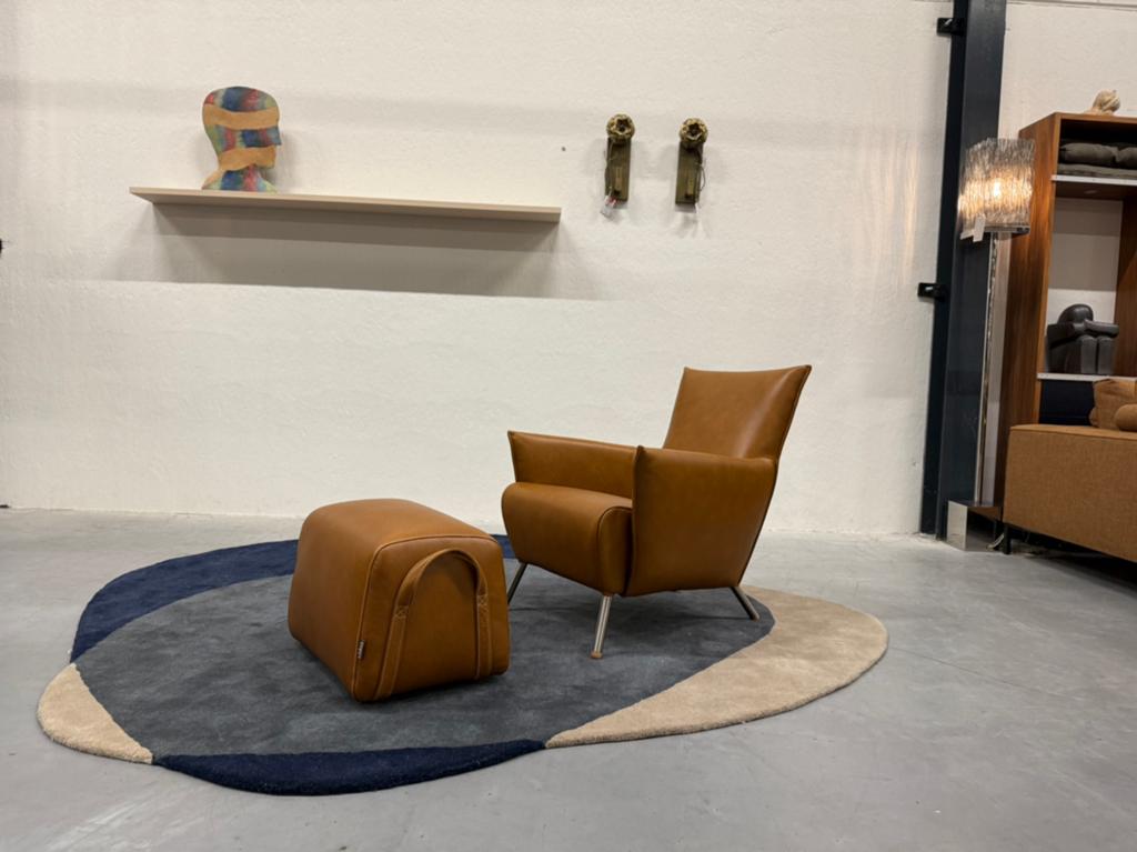 Nieuw Label van den Berg Cheo Fauteuil Novino leer Gin Poef, Nieuw, Ophalen of Verzenden, Label, 50 tot 75 cm