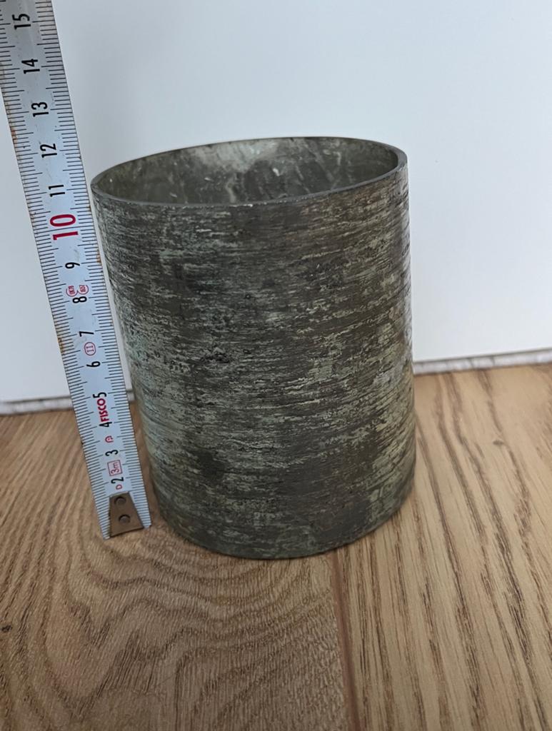 Waxinelichtjes houder, groen grijs gemeleerd, Ophalen of Verzenden, Zo goed als nieuw, Overige materialen, Minder dan 25 cm