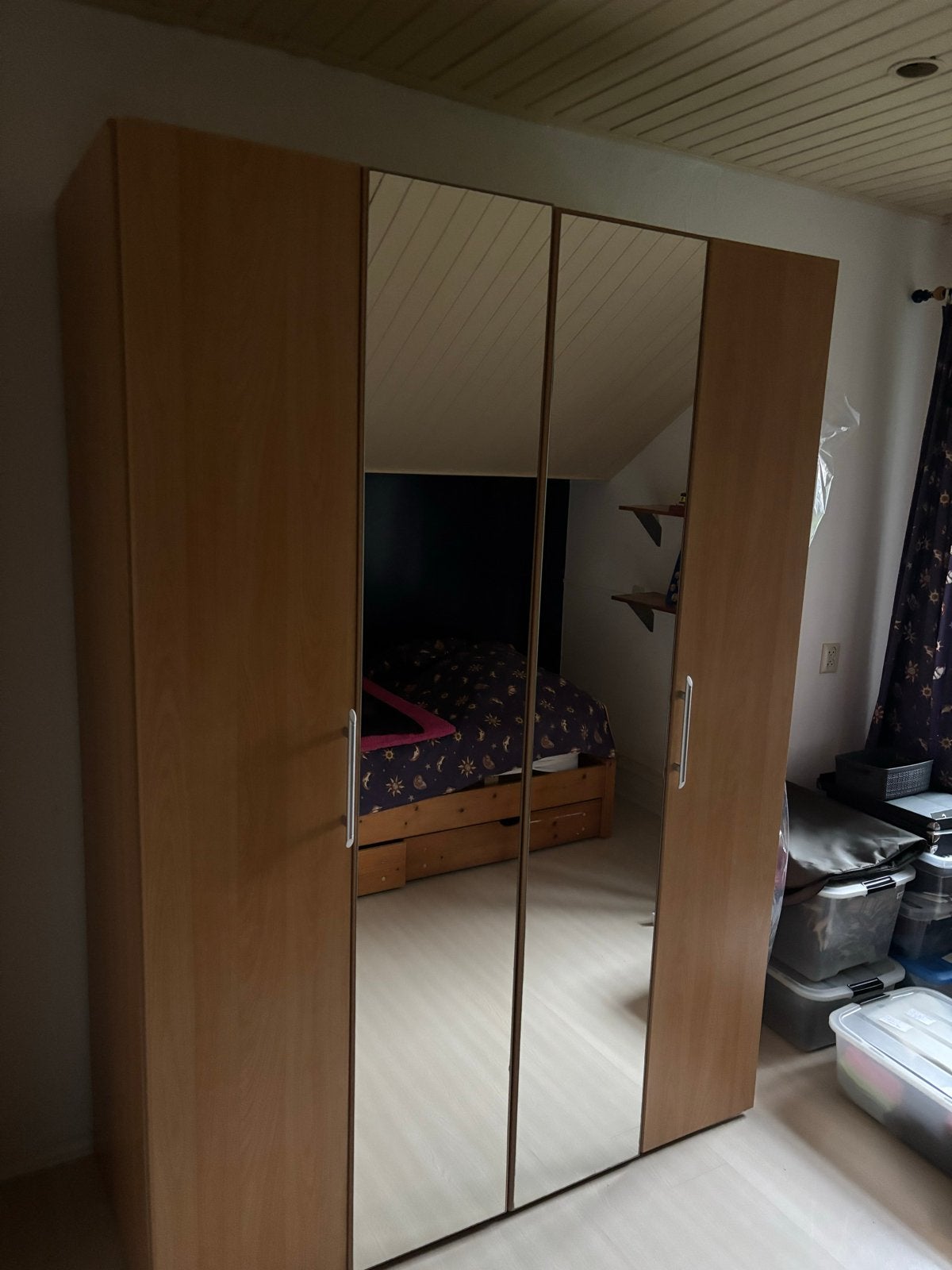 Kast met harmonica deuren, waarvan één met glas, Huis en Inrichting, Ophalen, Gebruikt, 100 tot 150 cm, 200 cm of meer