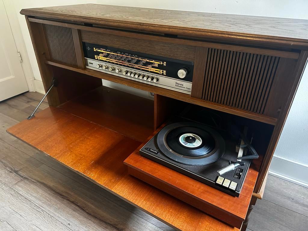 Vintage Stereo Meubel met Platenspeler en Radio, Ophalen of Verzenden, Gebruikt, Overige merken