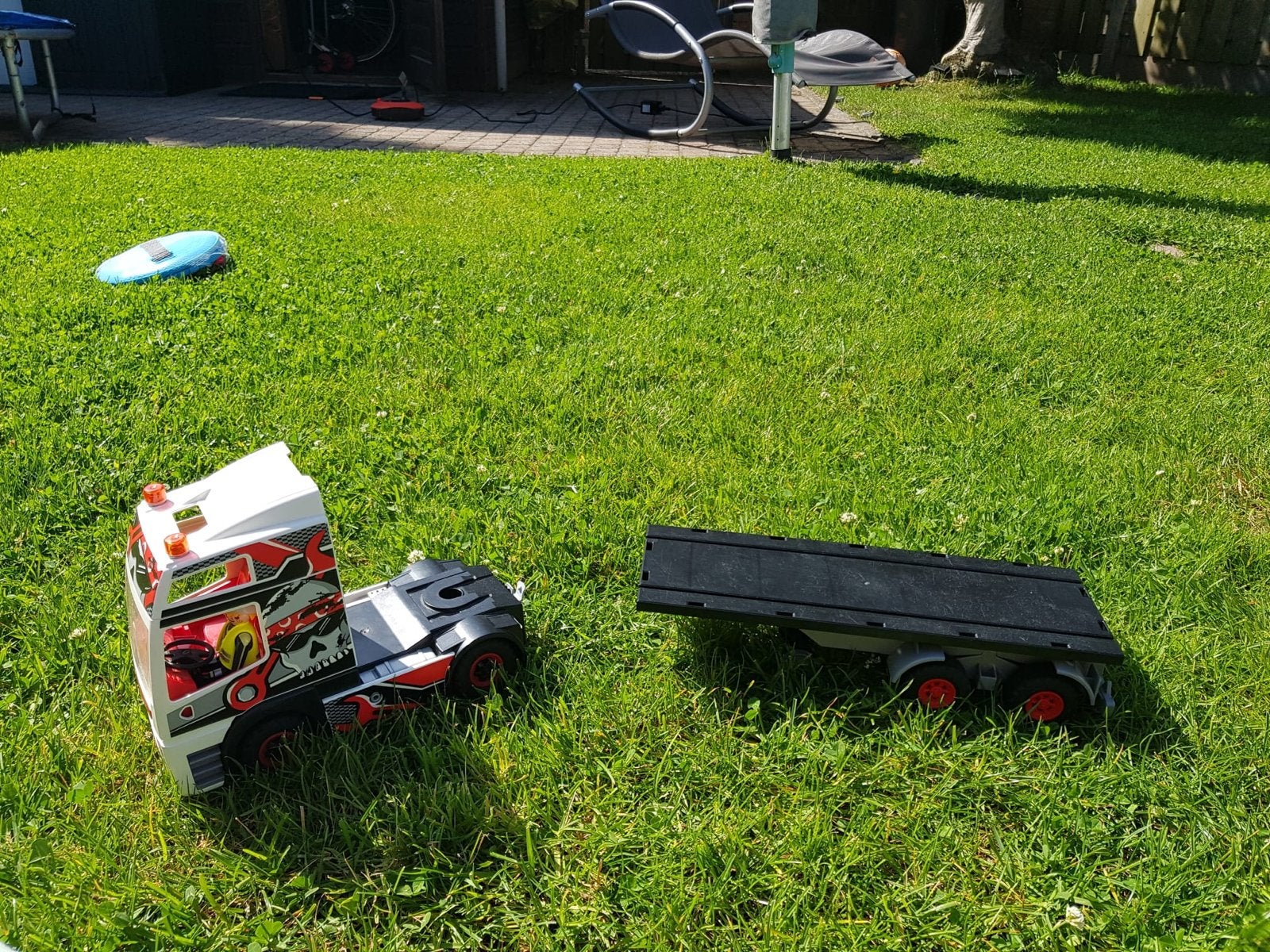 Playmobil vrachtwagen met oplegger en heftruck, Ophalen of Verzenden, Gebruikt