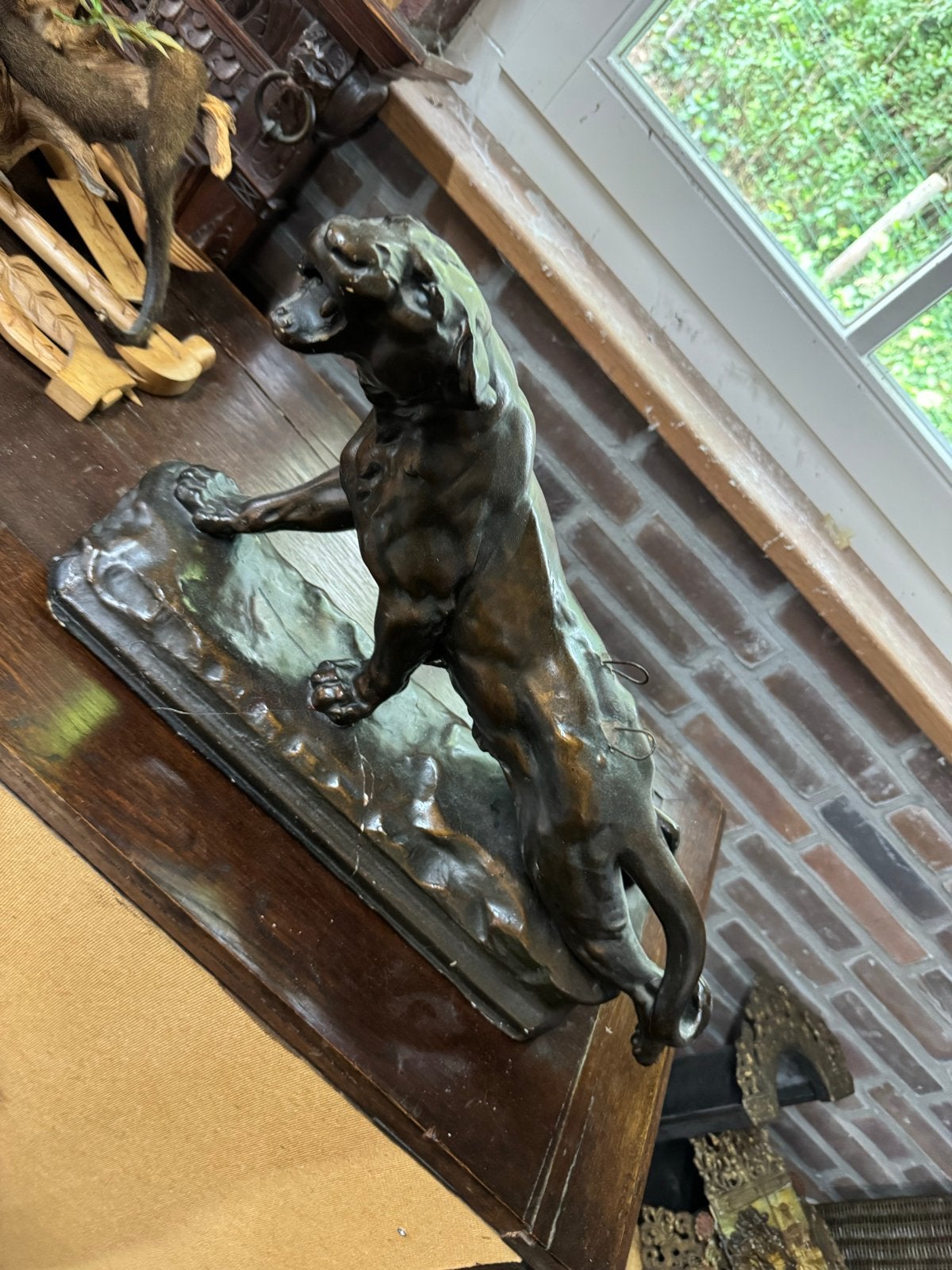 beeld van een panter, Antiek en Kunst, Ophalen, 20 - 50 cm, Beeld, Bruin