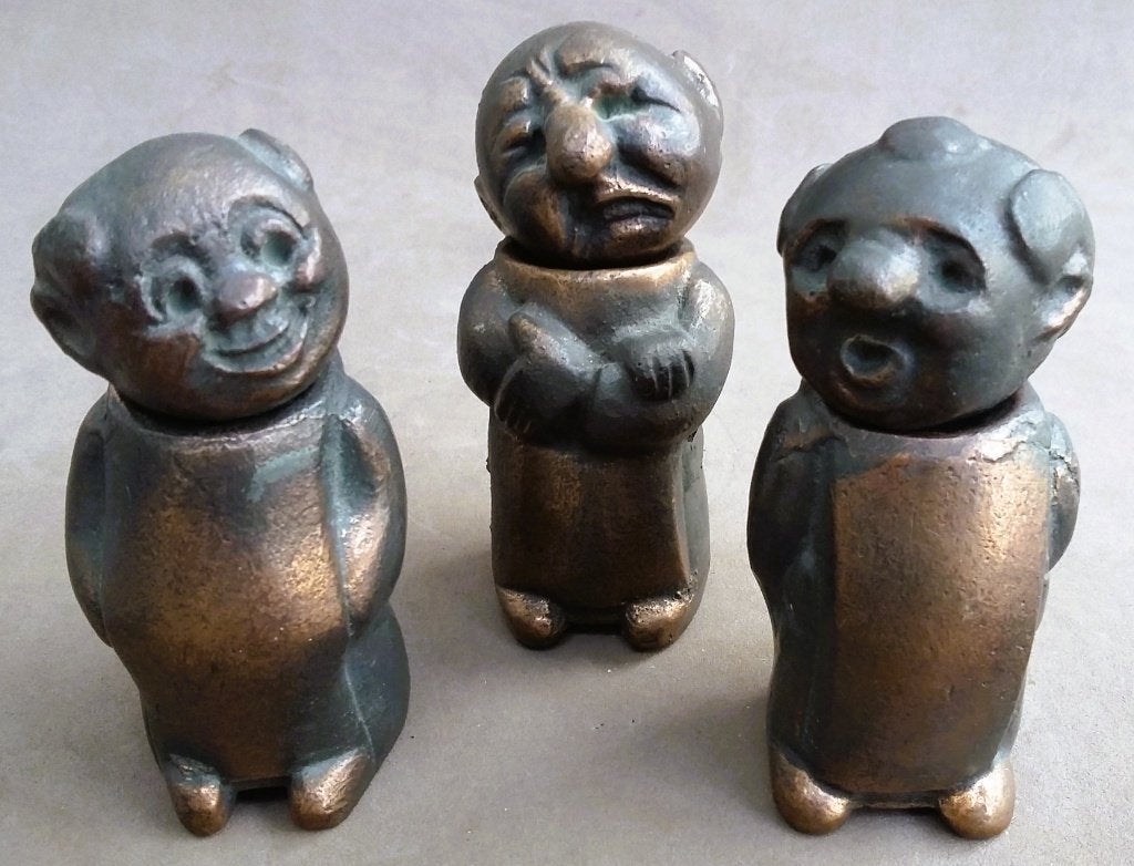 Jare60-70 Bronzen Beelden Monniken Karikatuur Losse Hoofden, Ophalen of Verzenden, Brons