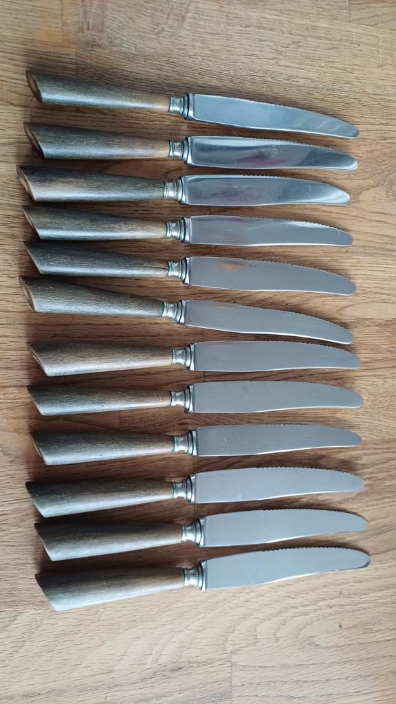 12 antieke messen met hoornen handvat 21cm, Antiek en Kunst, Ophalen of Verzenden
