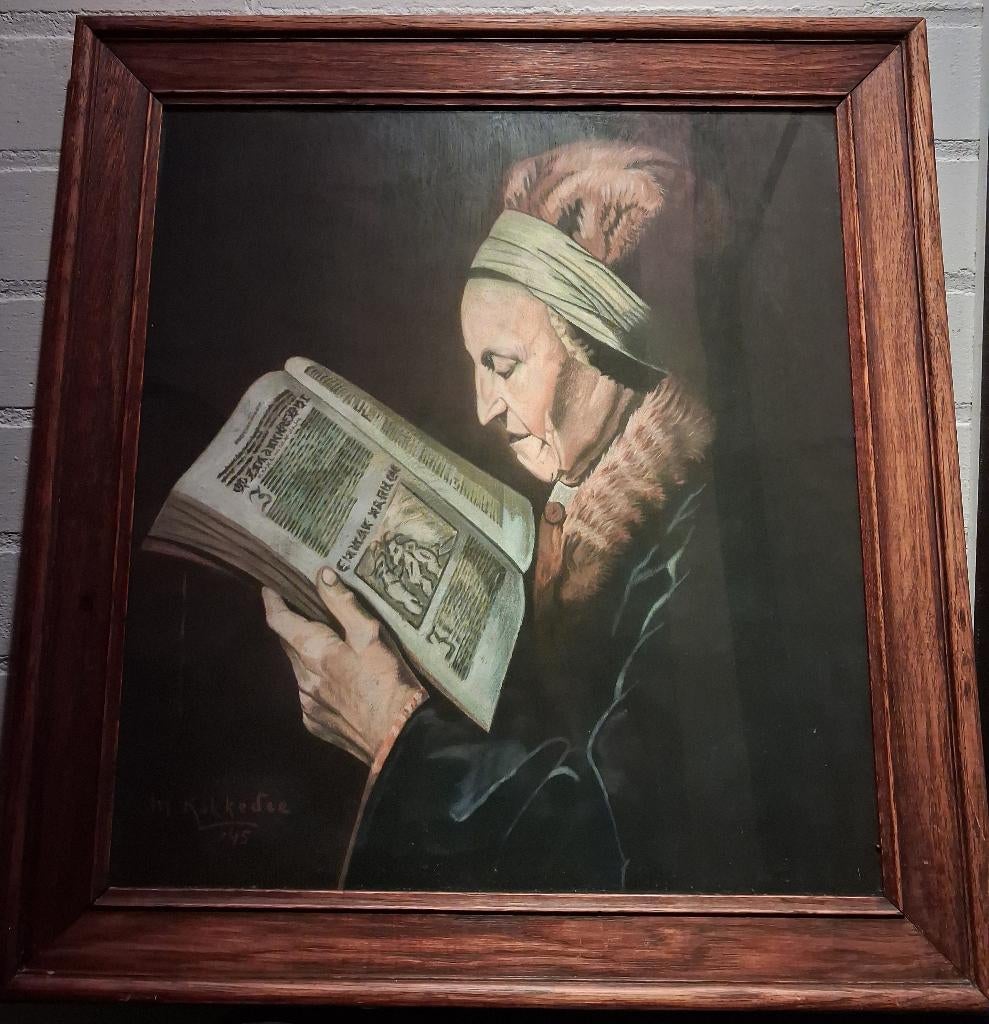 Prachtige pastel tekening "Lezende vrouw" (naar Gerrit Dou), Ophalen, Overige technieken, Portret, 64 cm
