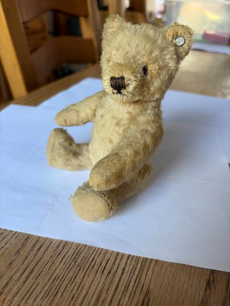 Vintage Steiff Teddybeer met 'Knoop in het oor' - 14 cm, Ophalen, Gebruikt