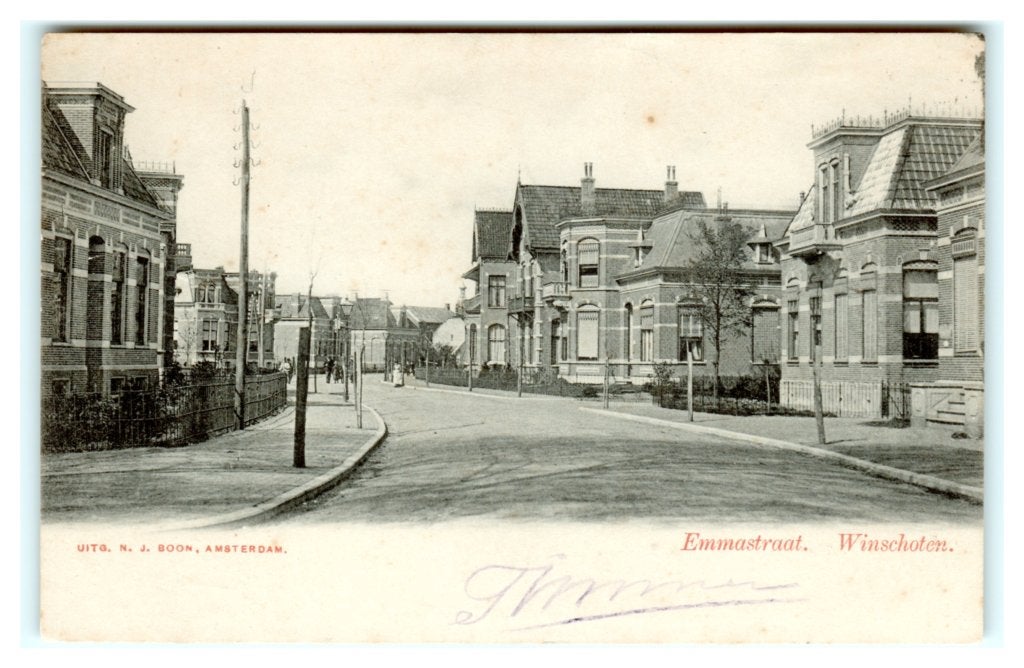 Winschoten, Emmastraat, Verzamelen, Ansichtkaarten | Nederland, Ophalen of Verzenden, Voor 1920, Gelopen, Groningen