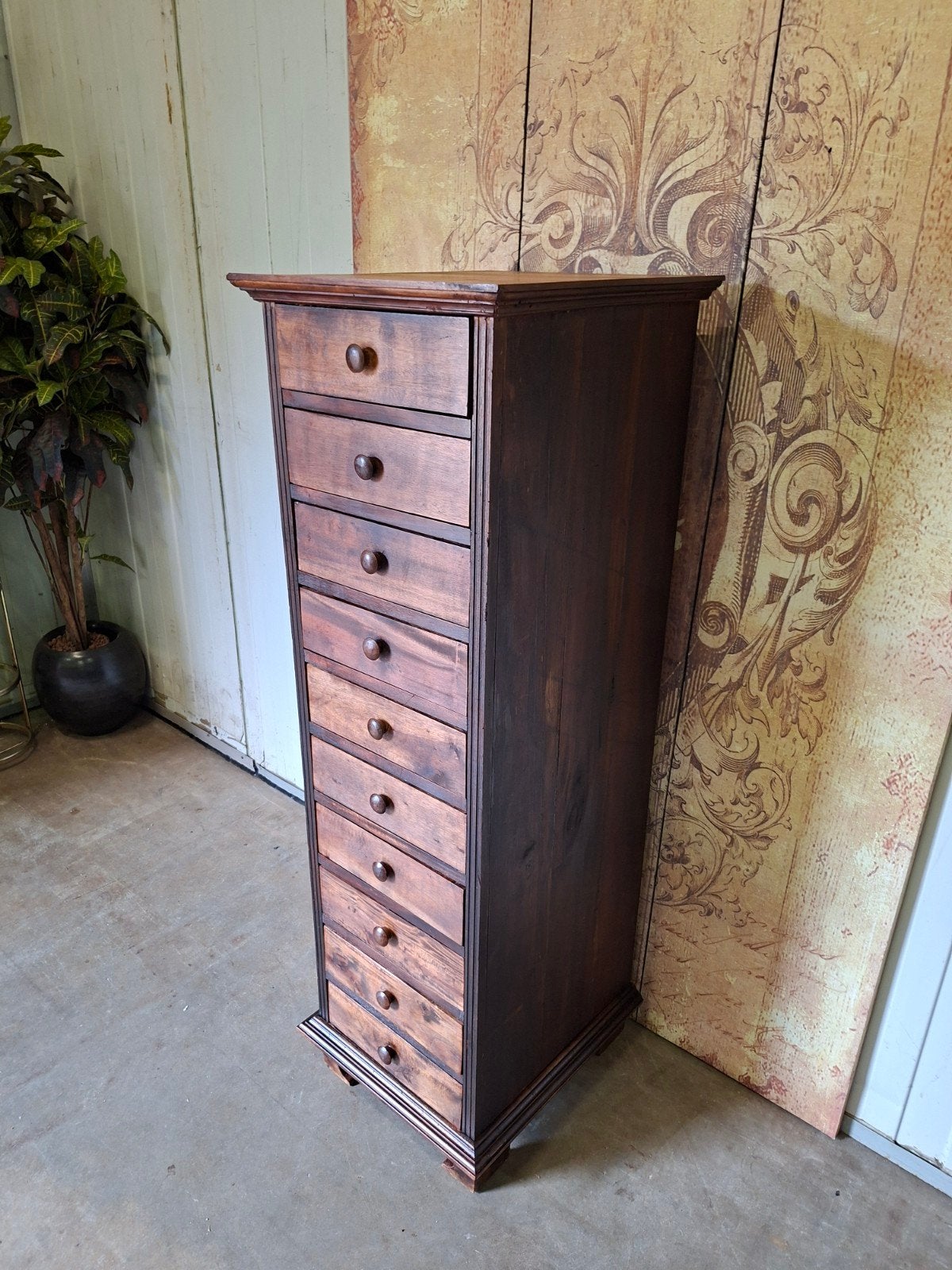 Teakhouten ladenkast, apothekerskast, archiefkast , Huis en Inrichting, Kasten | Ladekasten, Ophalen of Verzenden, 25 tot 50 cm