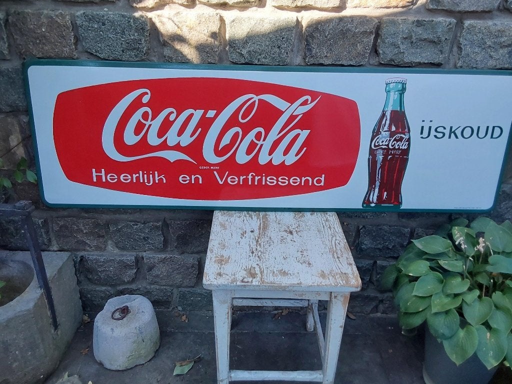 Emaille Reclamebord Bord Coca Cola 145cmx45cm, Ophalen