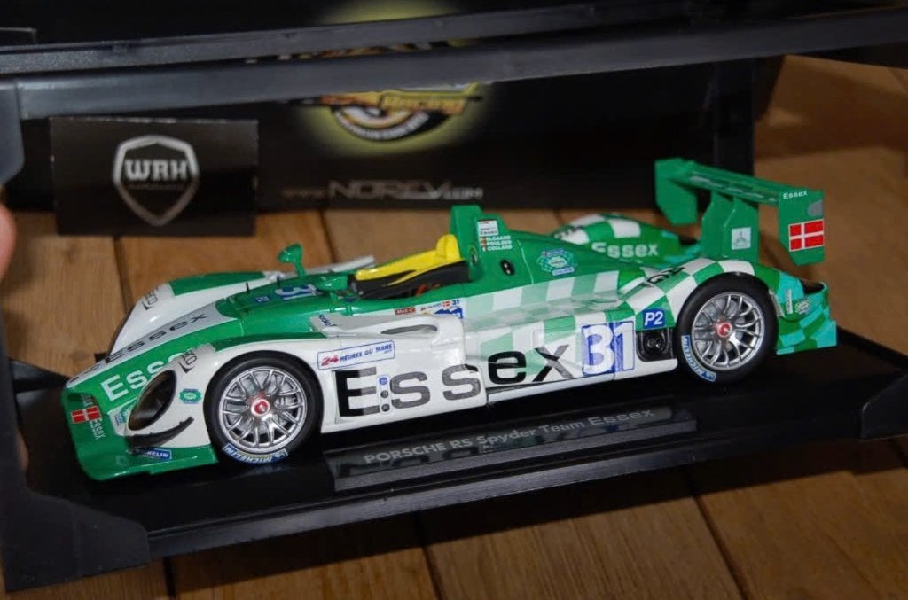 1:18 PORSCHE RS SPYDER ESSEX #31 Norev in doos WRH, Hobby en Vrije tijd, Modelauto's | 1:18, Verzenden, Zo goed als nieuw, Auto