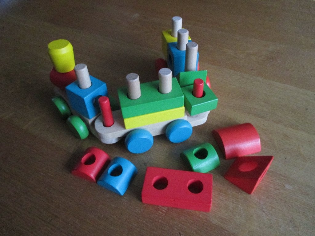 Houten trein, Ophalen of Verzenden, Zo goed als nieuw, Duw- of Trekspeelgoed