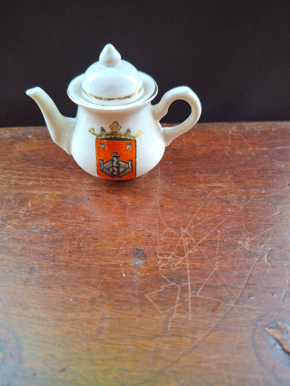 Antiek miniatuur theepotje - Antwerpen souvenir, Ophalen of Verzenden