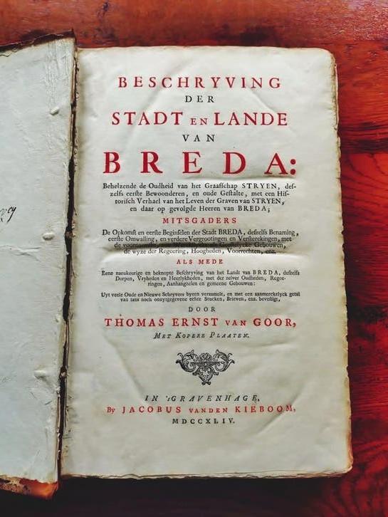 1744: Beschryving der Stadt en Lande van Breda, Boeken, Geschiedenis | Stad en Regio, Ophalen of Verzenden, Gelezen, Thomas ernst van Goor