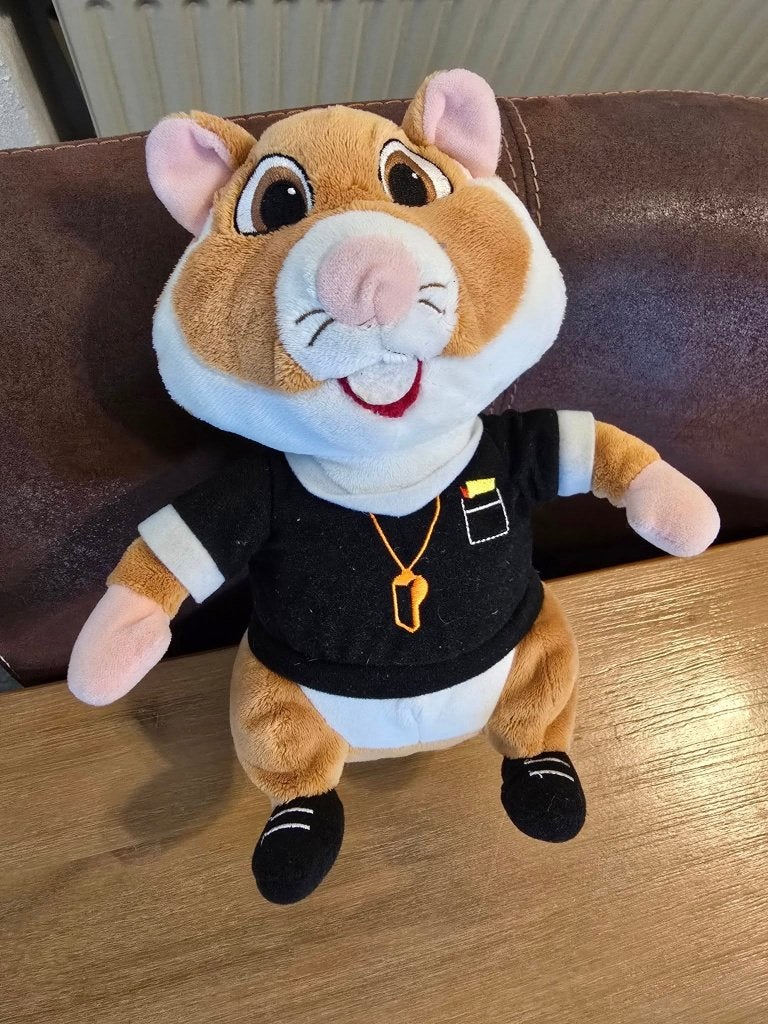 Leuke voetbal  hamster, Hamster, Ophalen of Verzenden, Zo goed als nieuw, Middelgroot (20 tot 80 cm)