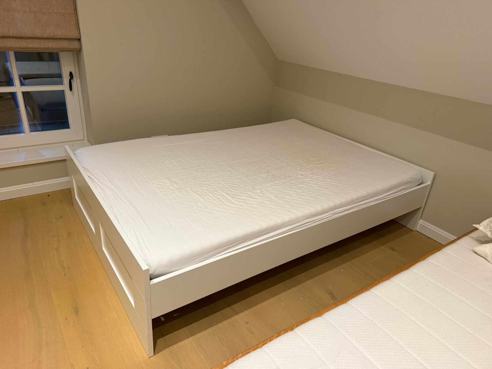 Wit Ikea bed 140x200 inclusief extra’s, Ophalen, Gebruikt, Wit, Tweepersoons