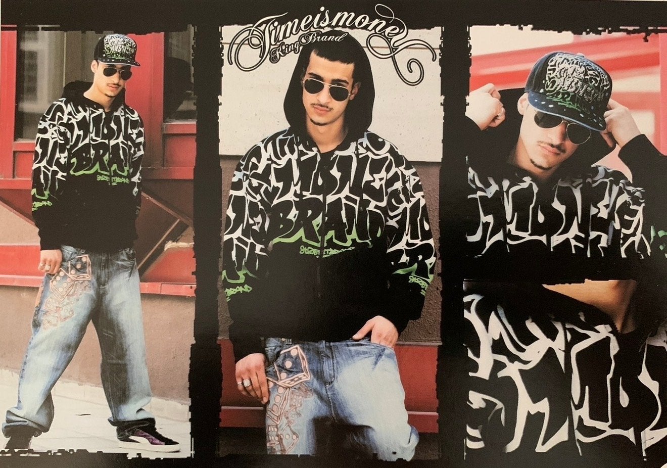 TIME IS MONEY King Hoodie met graffiti print - XL en XXL, Verzenden, Nieuw, Maat 56/58 (XL), Zwart