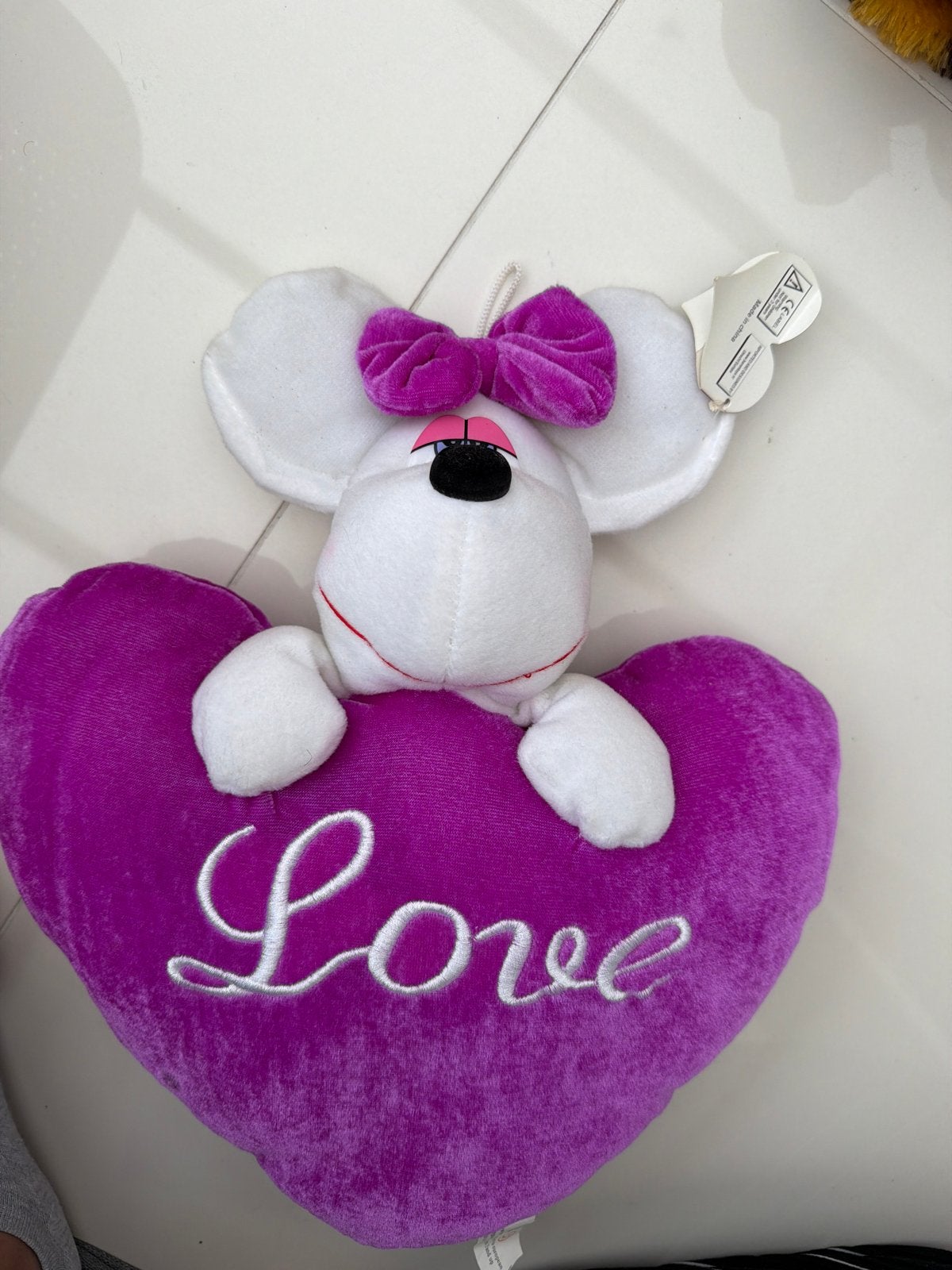 Liefdevolle Muis Knuffel met Paars Hart - Zo goed als nieuw, Muis, Overige merken, Overige karakters, Ophalen of Verzenden