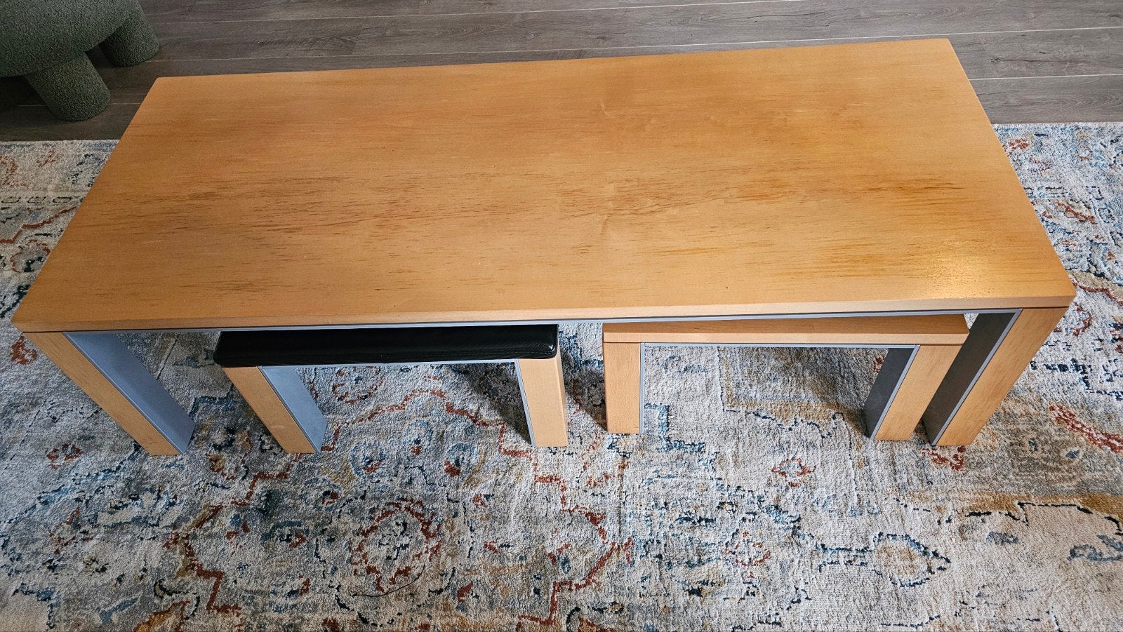 Leolux designer salontafel met 2 bijzettafels, Gebruikt, 100 tot 150 cm, 50 tot 100 cm, Ophalen