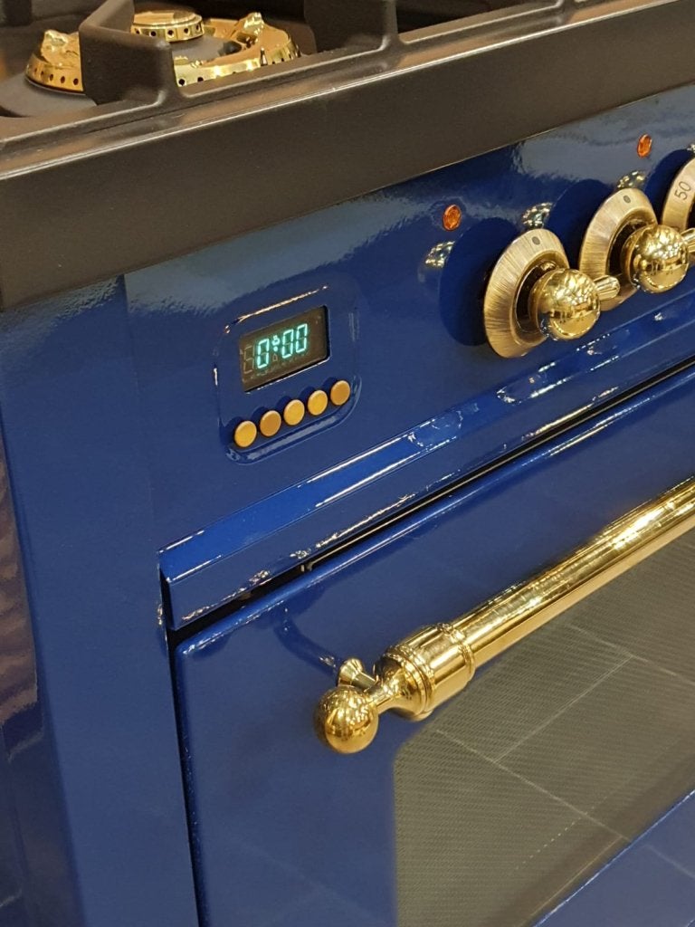 Luxe Boretti Fornuis 70cm konings blauw + messing 4 pits, Witgoed en Apparatuur, Fornuizen, Niet ingevuld, 60 cm of meer, Niet ingevuld